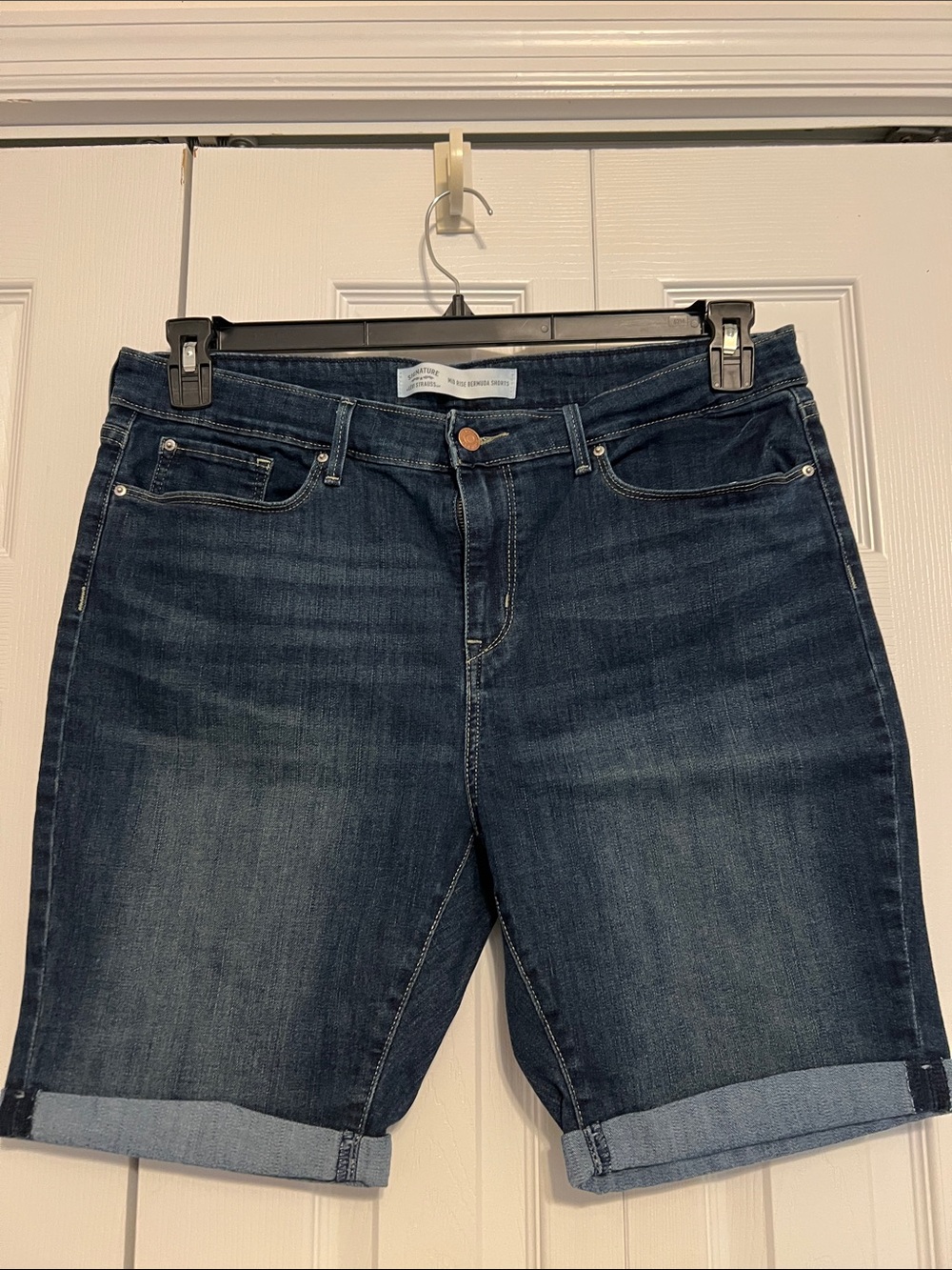 Signature by Levi Strauss Dark Indigo Rolled Cuff Bermuda Shorts